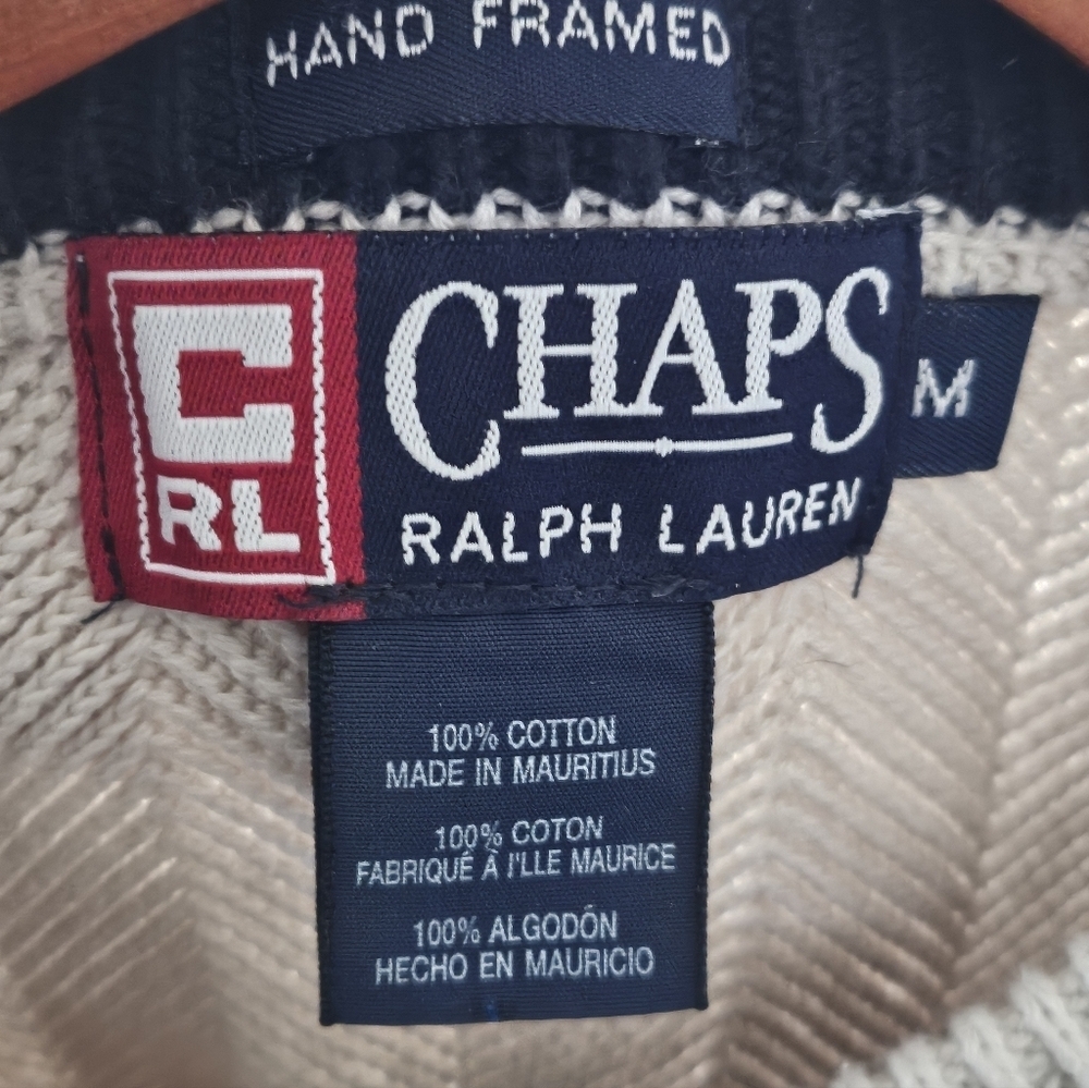 Chaps Ralph Lauren Men's Beige Crewneck Knit Cotton Preppy Casual Sweater Sz M. - Picture 15 of 16